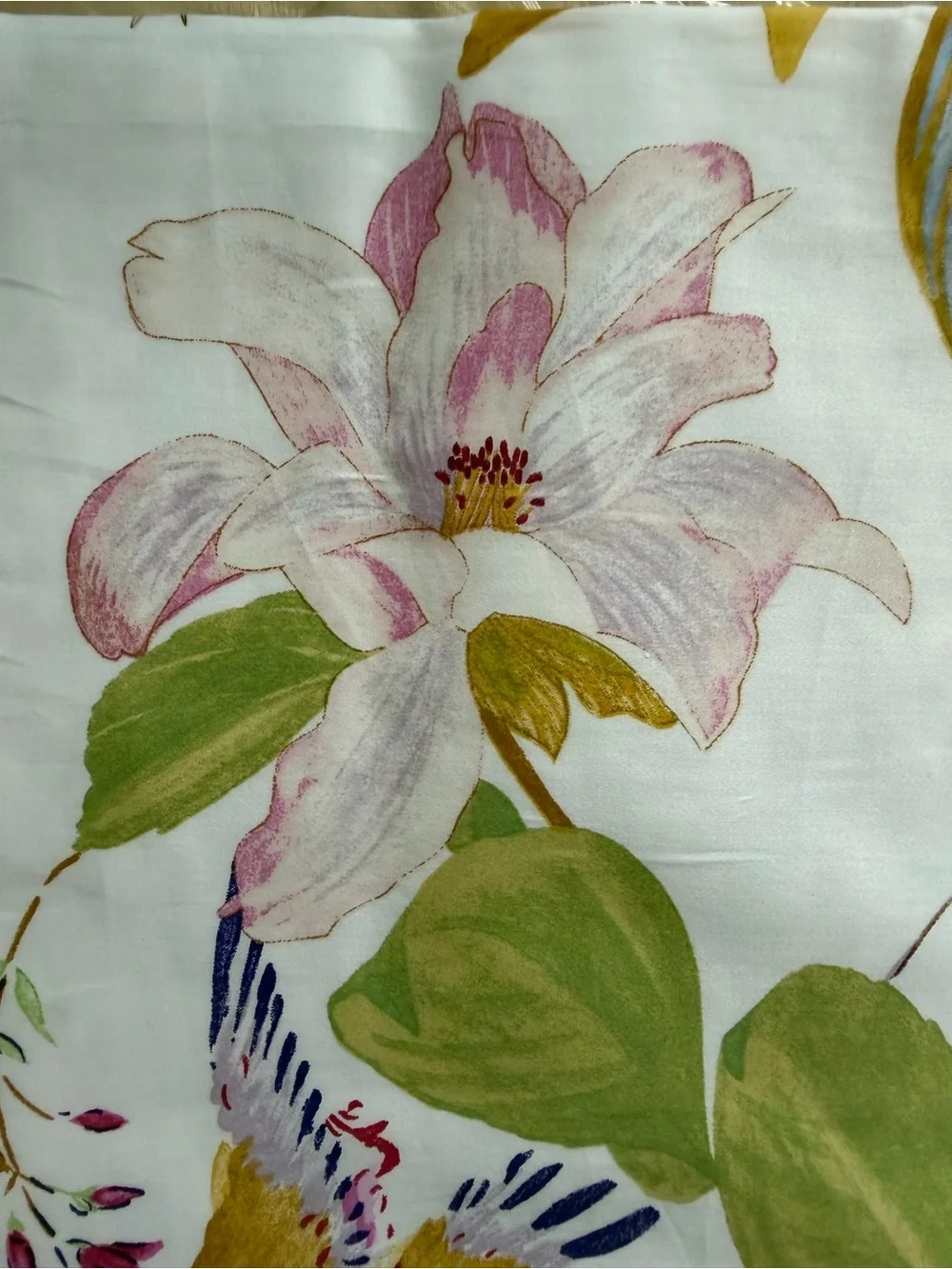 Yves Delorme Flores King Duvet Cover Luxury Floral Bird Print NWT